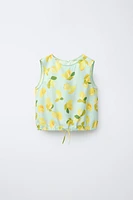 LEMON PRINT LINEN TOP