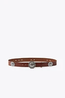 CEINTURE EN CUIR À FLEUR MÉTALLIQUE