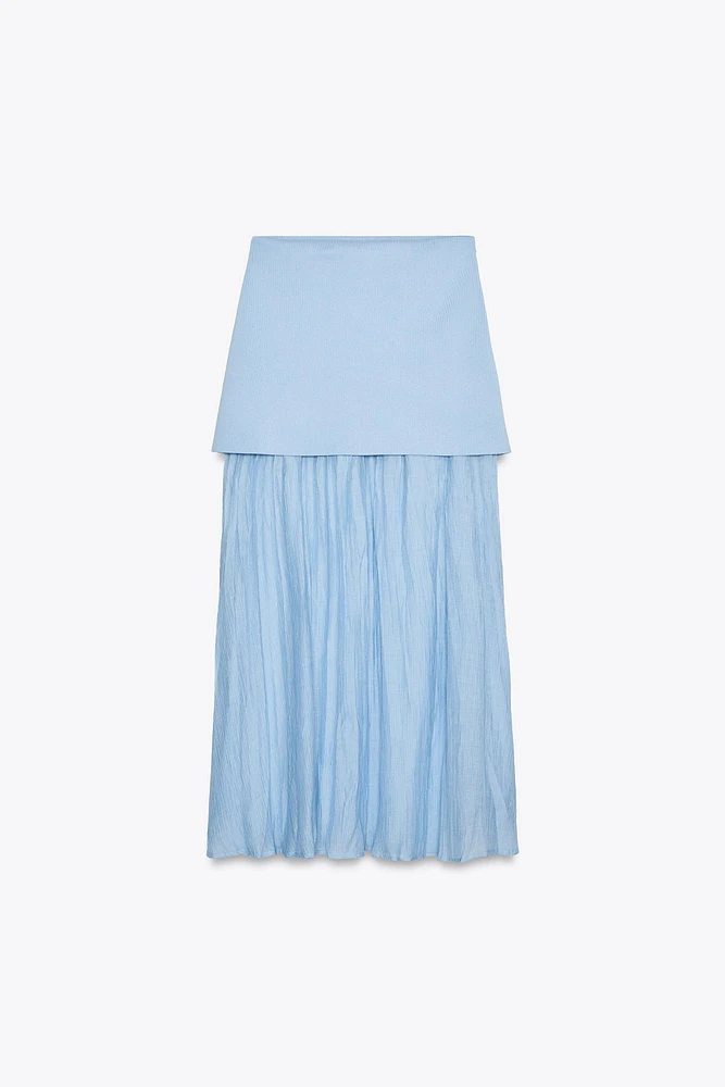 MIXED PLEATED KNIT SKIRT
