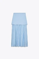 MIXED PLEATED KNIT SKIRT