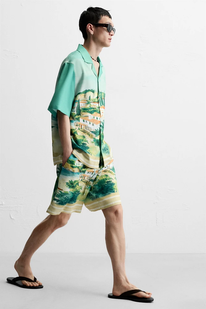 LANDSCAPE PRINT SHORTS
