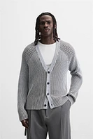 CONTRAST RIBBED CARDIGAN