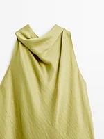 Flowing satin top with bow detail - STUDIO