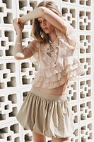 EMBROIDERED RUFFLED TOP