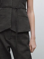 Cotton blend waistcoat with ribbon detail