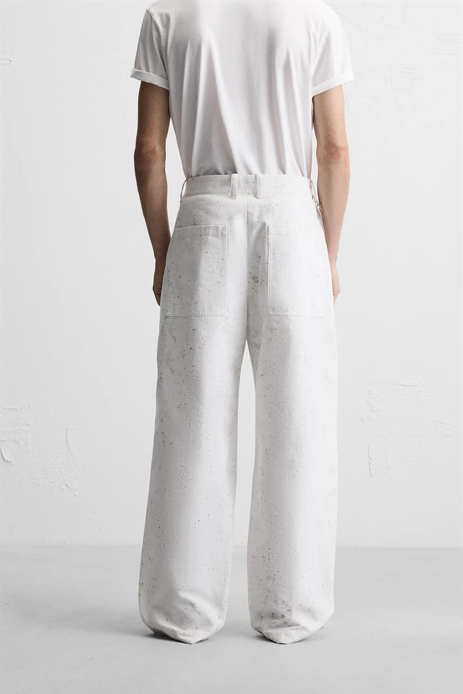 WIDE FIT ABSTRACT PRINT PANTS