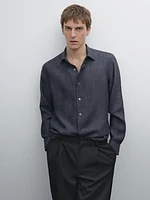Slim fit faded 100% linen shirt