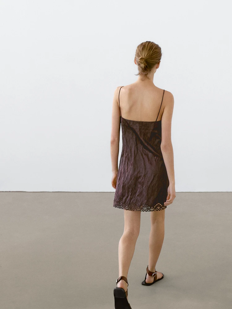 Mini dress with blonde lace detail