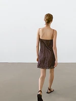 Mini dress with blonde lace detail