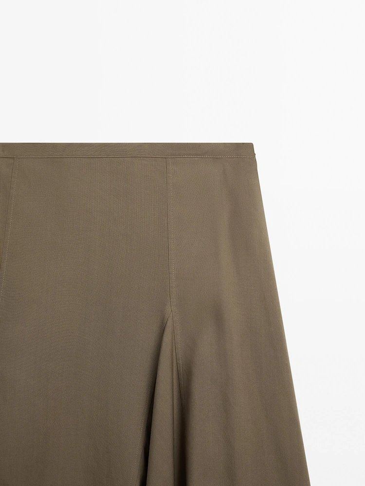 Asymmetric flounce midi skirt