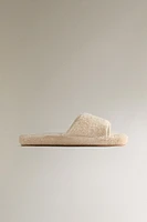 CHAUSSONS FLATFORM TISSU BOUCLÉ