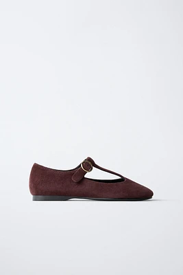 SUEDE T-BAR SHOES