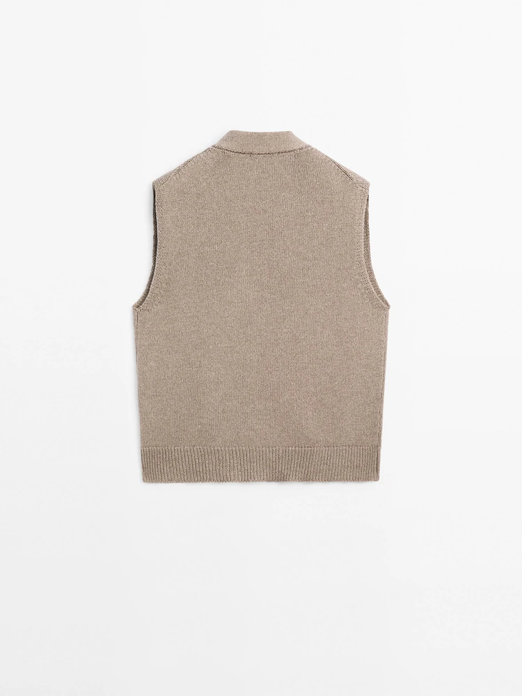 Wool blend knit vest