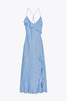 ROBE À BRETELLES VOLANTS EN LIN