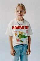 WASHED EFFECT TEXT T-SHIRT