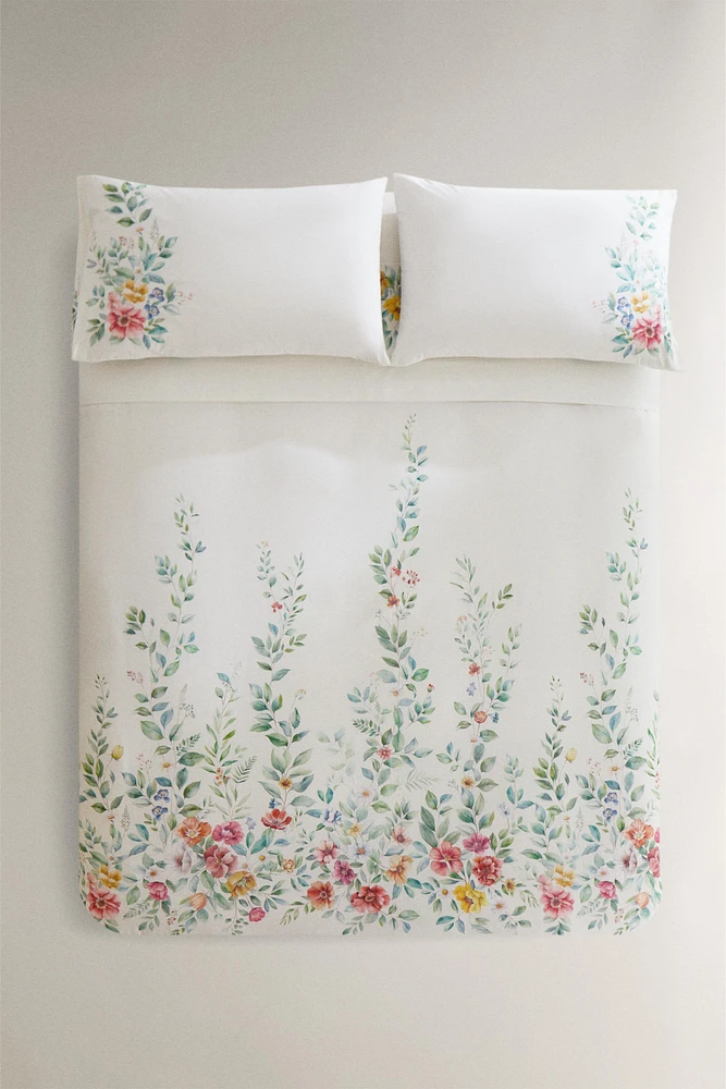 HOUSSE DE COUETTE COTON IMPRIMÉ FLEUR