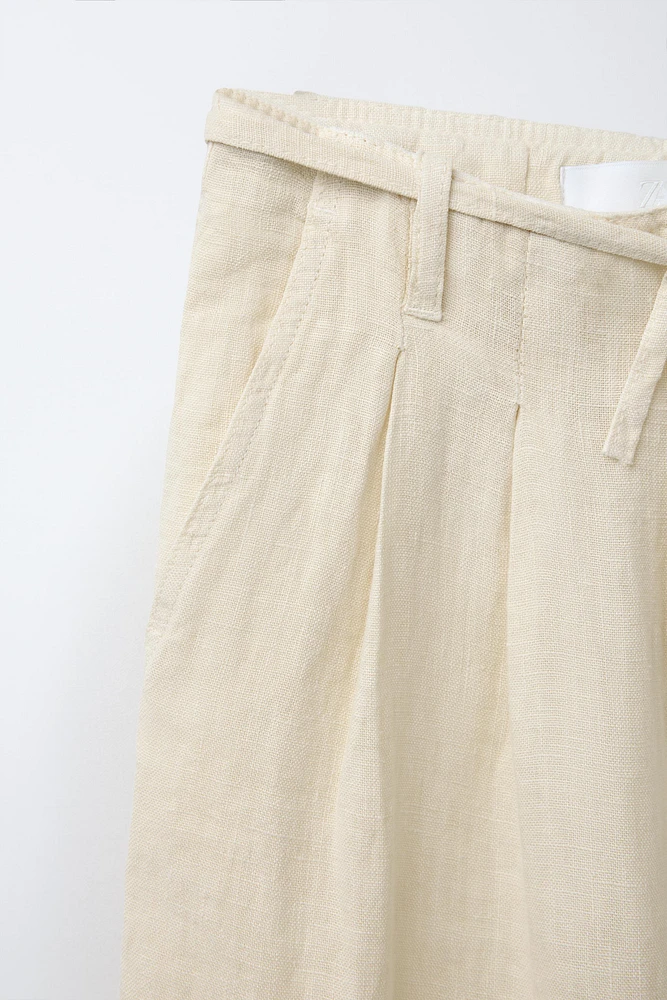 PANTALON 100 % LIN À PLIS