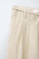 PANTALON 100 % LIN À PLIS