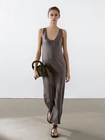 Linen blend midi dress