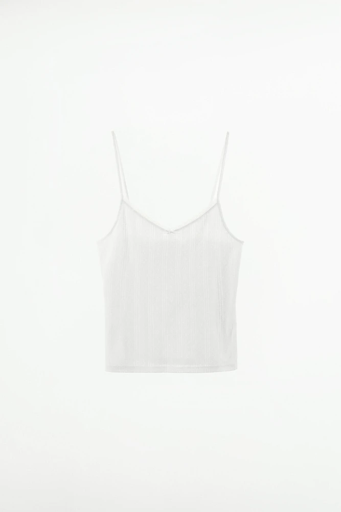 LACE TRIM POINTELLE TOP