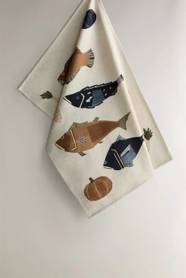 TORCHON DE CUISINE IMPRIMÉ POISSONS