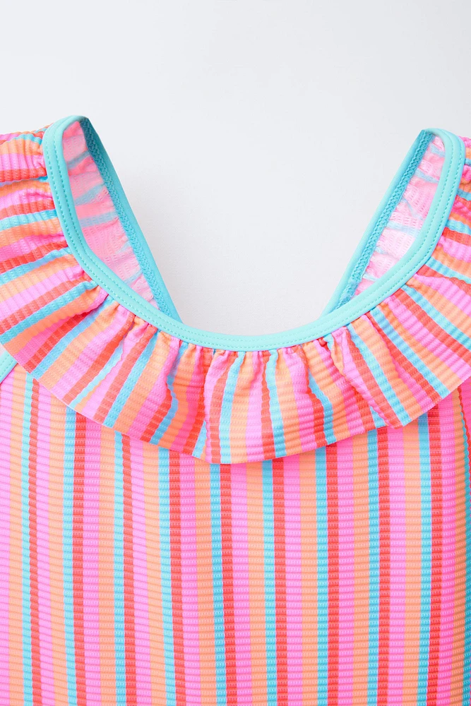 2-6 YEARS/ MULTICOLOR STRIPED SWIMSUIT