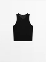 Semi-sheer crew neck top