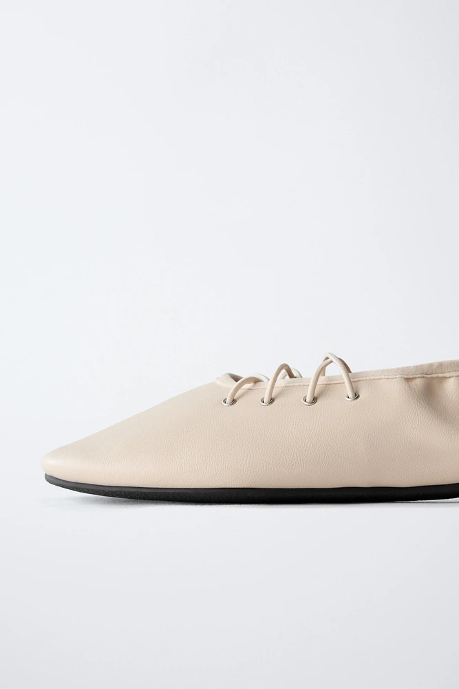 LACE-UP BALLET FLATS