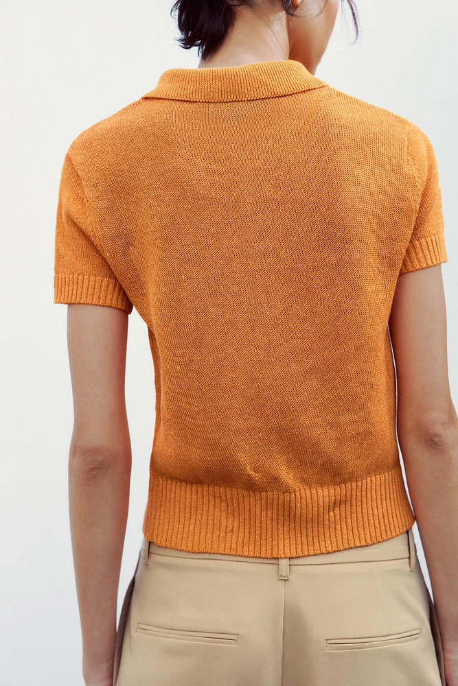 BASIC KNIT POLO TOP