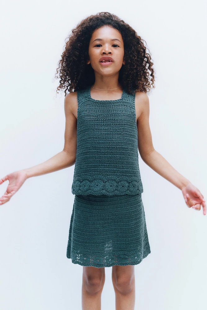 FLORAL CROCHET KNIT TOP