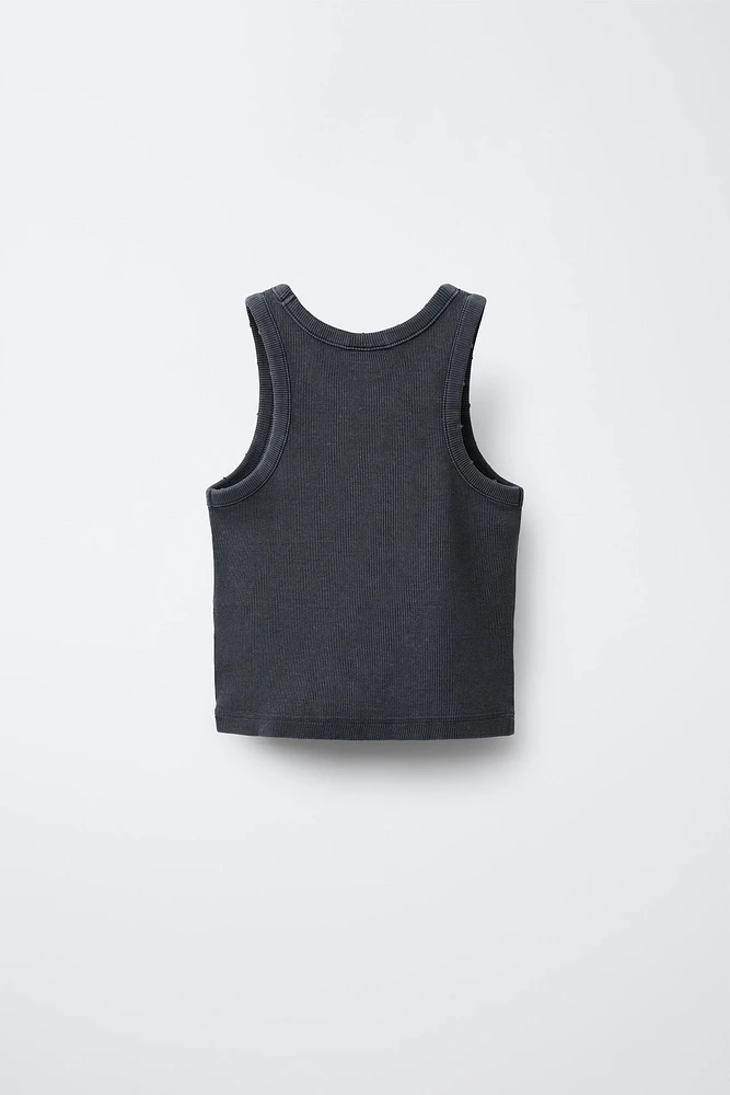RIBBED WASHED EFFECT T-SHIRT