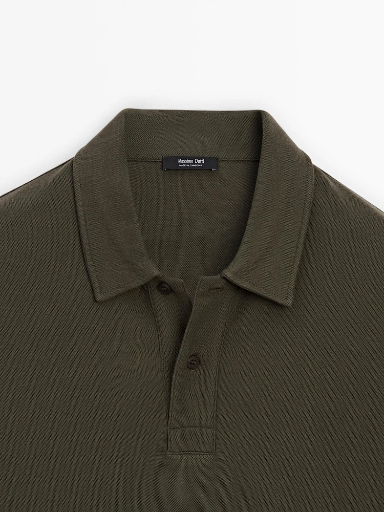 Pull polo en maille de coton mélangé