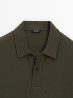 Pull polo en maille de coton mélangé