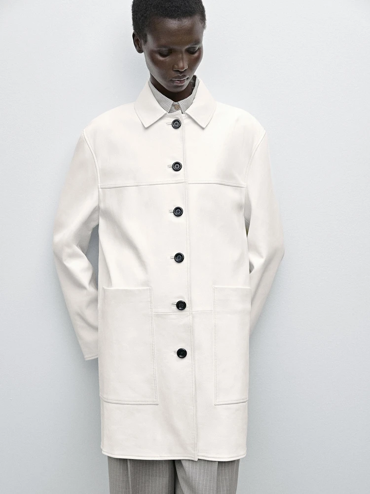 Medium nappa leather coat