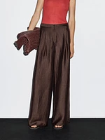 Pantalon large mid-rise crinckle