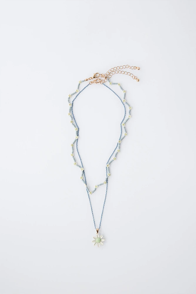PACK OF TWO DAISY BEAD NECKLACES