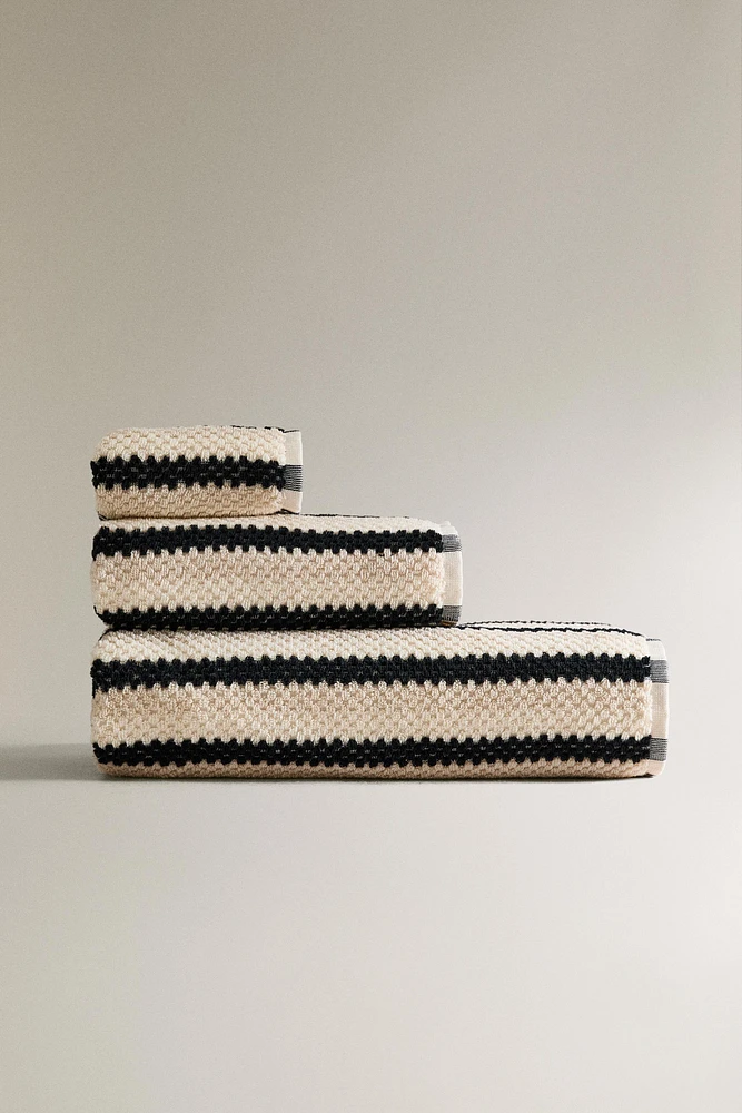 SERVIETTE DE BAIN JACQUARD GÉOMÉTRIQUE