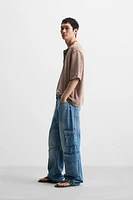 WASHED KNIT BUTTON-UP T-SHIRT