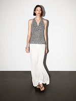 Top drapé en maille chinée