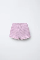 LACE TRIM KNIT SHORTS