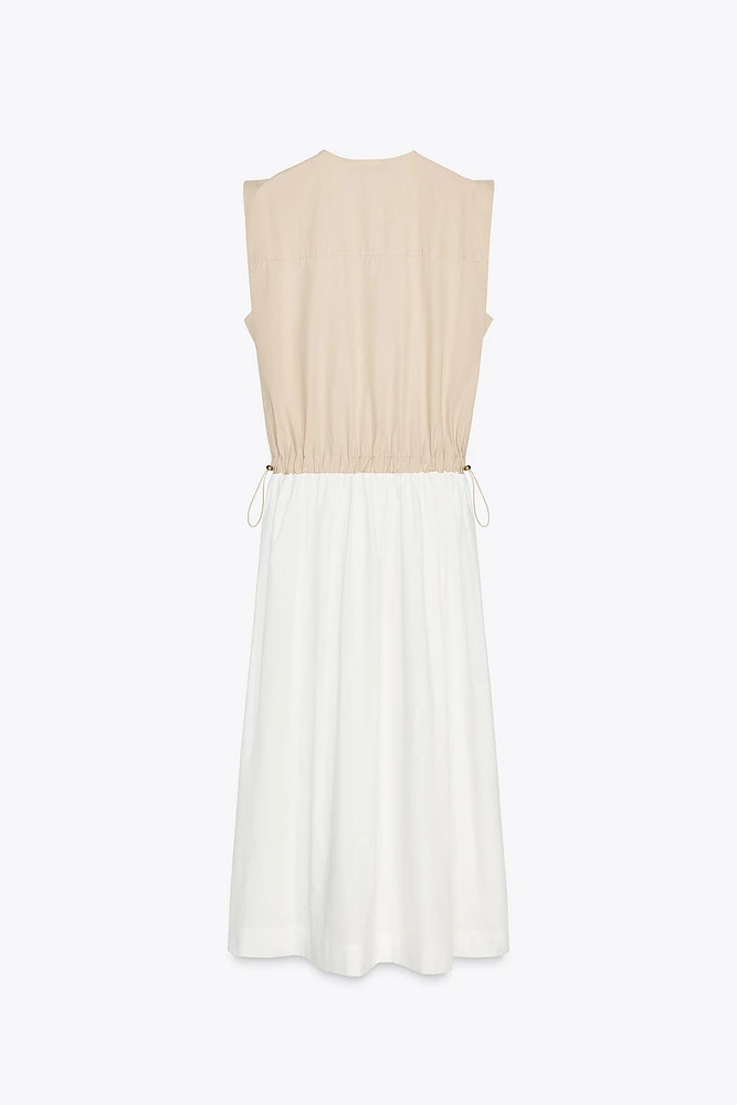 COMBINATION POPLIN DRESS