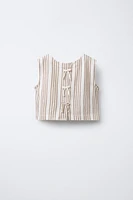 BOW TRIM STRIPED TOP