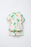 PALM TREE T-SHIRT AND BERMUDA JOGGING SET