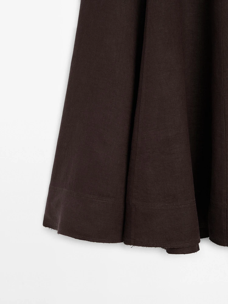 Flared linen skirt with hem detail