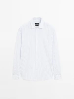 Regular fit striped cotton blend shirt