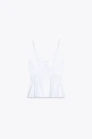 CONTRAST POPLIN PEPLUM TOP