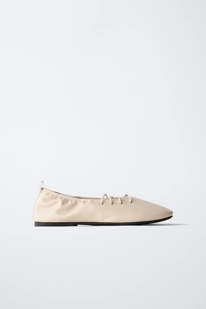 LACE-UP BALLET FLATS