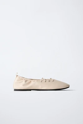 LACE-UP BALLET FLATS