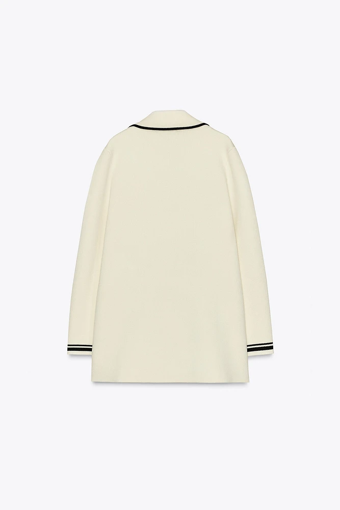 DOUBLE-BREASTED KNIT BLAZER JACKET