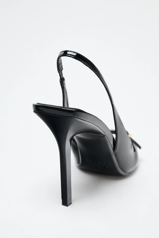 PATENT FINISH HEELED SANDALS